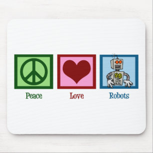 Peace Love Robots Mouse Mat