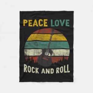 Peace Love Rock & Roll Guitar Player Guitarist Fleece Blanket