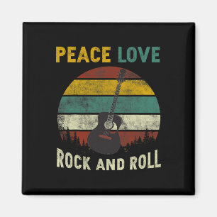 Peace Love Rock & Roll Guitar Player Guitarist Magnet