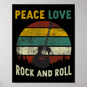 Peace Love Rock &amp; Roll Guitar Player Guitarist Poster
