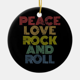 Peace Love Rock And Roll Ceramic Tree Decoration