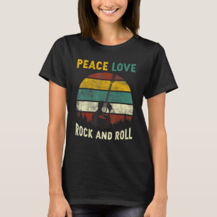 Peace Love Rock And Roll Guitar Retro Vintage T-Shirt