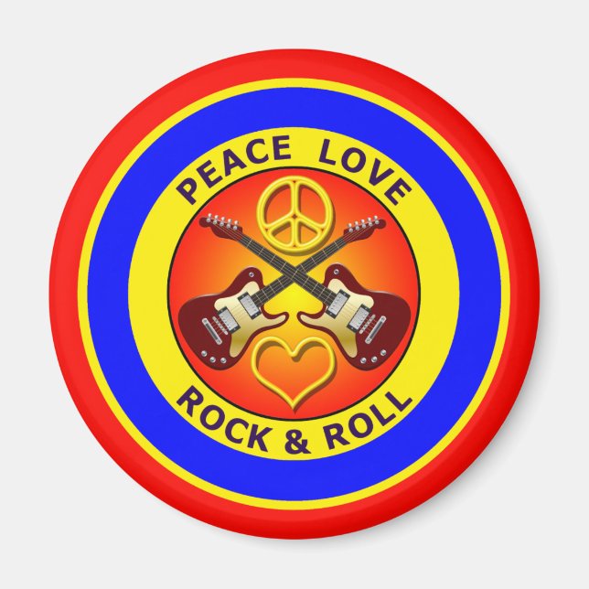 PEACE LOVE ROCK AND ROLL MAGNET (Front)