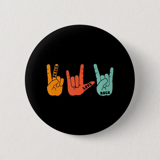 Peace Love Rock and Roll Rock Band Concert 6 Cm Round Badge (Front)