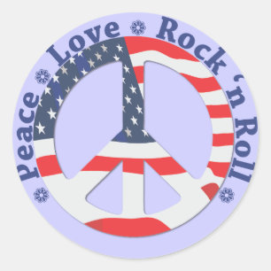 Peace, Love, Rock n Roll Classic Round Sticker