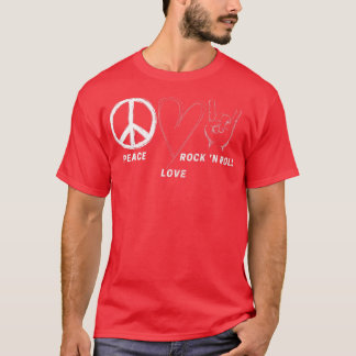Peace Love Rock N Roll Hippie Design Rock Music Lo T-Shirt