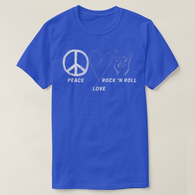 Peace Love Rock N Roll Hippie Music Lover Concert  T-Shirt (Design Front)