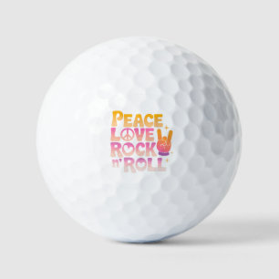 Peace Love Rock n Roll - Music-Inspired Typography Golf Balls