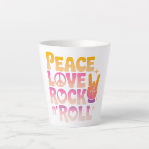 Peace Love Rock n Roll - Music-Inspired Typography Latte Mug
