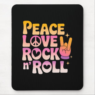 Peace Love Rock n Roll - Music-Inspired Typography Mouse Mat