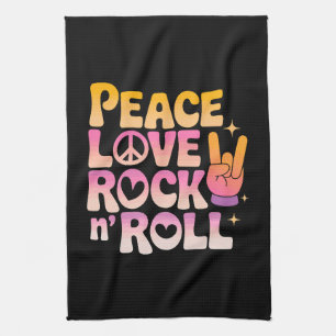 Peace Love Rock n Roll - Music-Inspired Typography Tea Towel