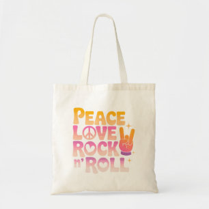 Peace Love Rock n Roll - Music-Inspired Typography Tote Bag