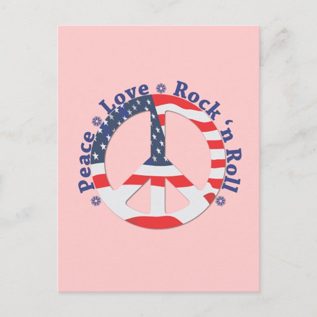 Peace, Love, Rock n Roll Postcard (Front)