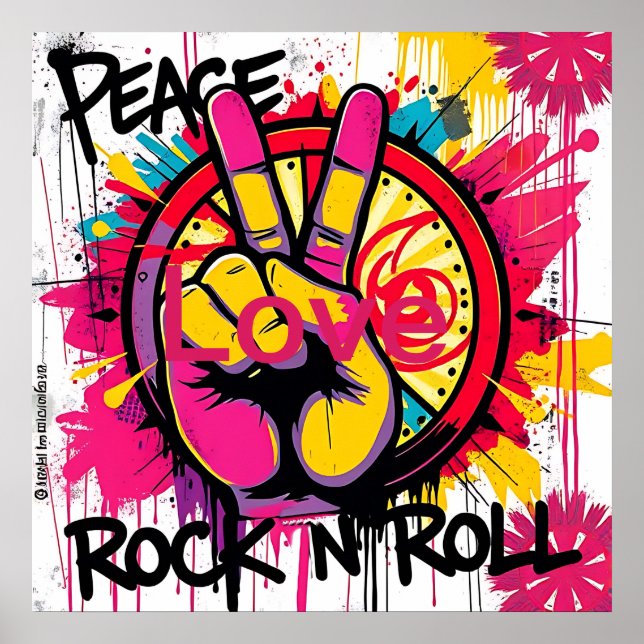 Peace, Love, Rock n Roll Poster (Front)