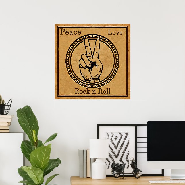Peace, Love, Rock n Roll Poster (Home Office)
