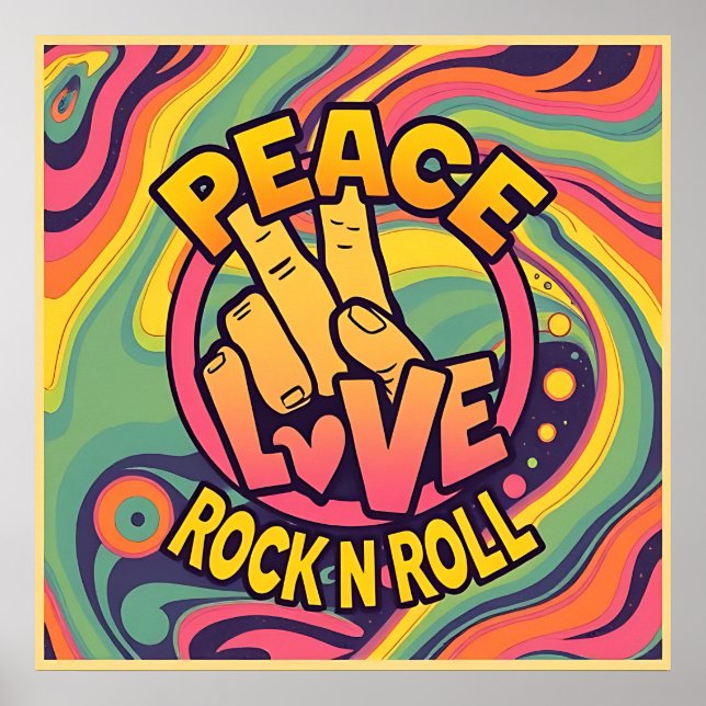 Peace, Love, Rock n Roll Poster (Front)