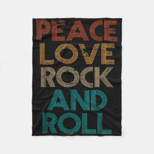 Peace Love Rock N Roll Tee Vintage Band Rock Conce Fleece Blanket