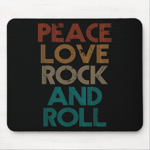 Peace Love Rock N Roll Tee Vintage Band Rock Conce Mouse Mat