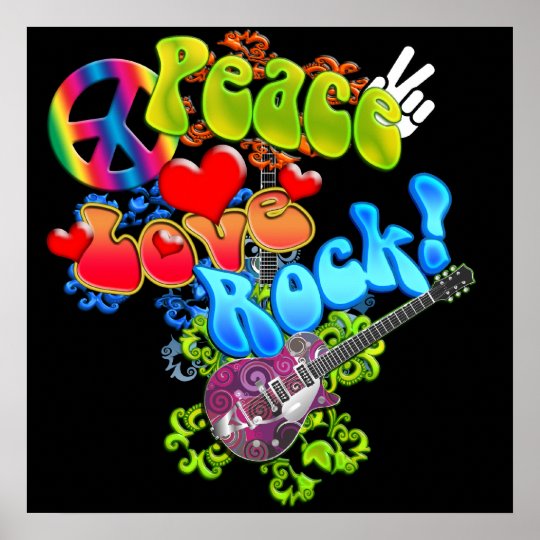 Peace Love Rock Poster | Zazzle.co.uk