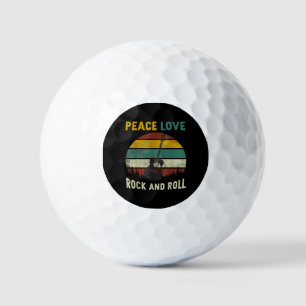 Peace Love & Rock & Roll Guitar Player Guitarist V Golf Balls
