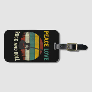 Peace Love & Rock & Roll Guitar Player Guitarist V Luggage Tag