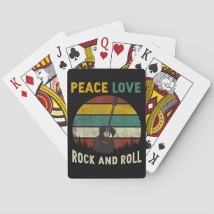 Peace Love & Rock & Roll Guitar Player Guitarist V Playing Cards