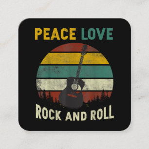 Peace Love & Rock & Roll Guitar Player Guitarist V Square Business Card
