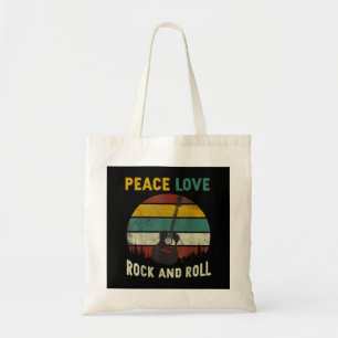 Peace Love & Rock & Roll Guitar Player Guitarist V Tote Bag