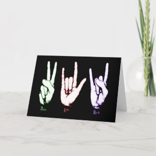 Peace Love Rock Sign Language Greeting Card