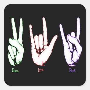 Peace Love Rock Sign Language Stickers