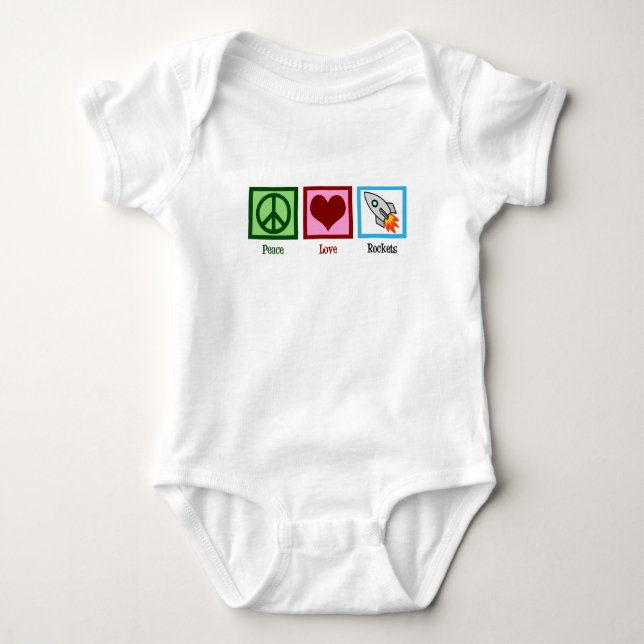 Peace Love Rockets Baby Bodysuit (Front)