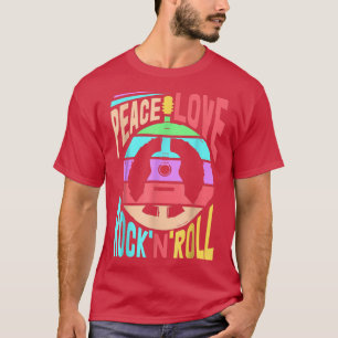 Peace Love RockNRoll Funny Jazz Music Guitar T-Shirt