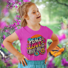 Peace Love RocknRoll Retro 70s Vintage Psychedelic Baby T-Shirt