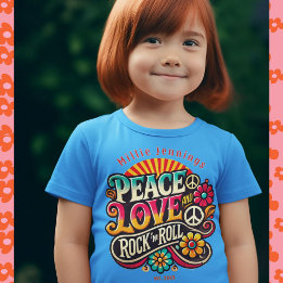 Peace Love RocknRoll Retro 70s Vintage Psychedelic Tri-Blend Shirt