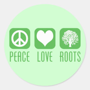 PEACE LOVE ROOTS CLASSIC ROUND STICKER