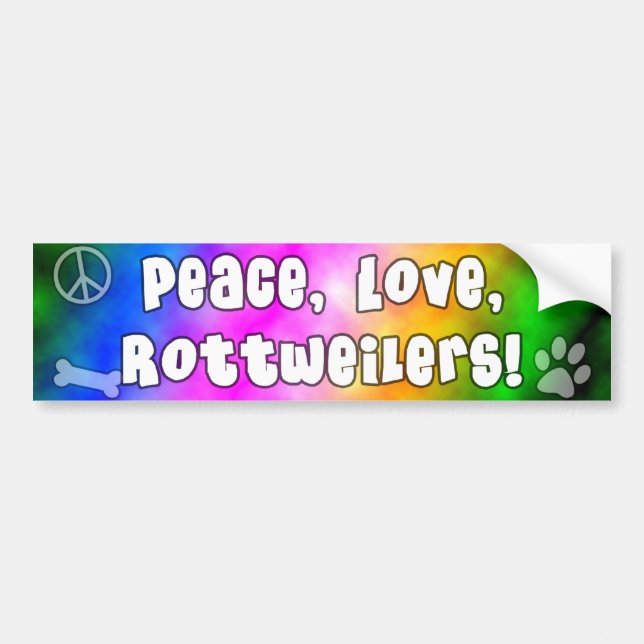 Peace Love Rottweilers Bumper Sticker (Front)