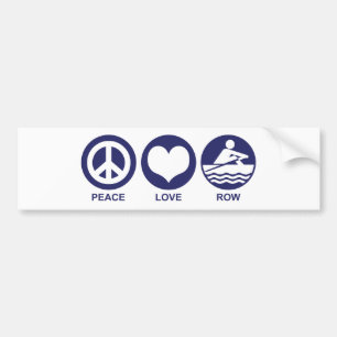 Peace Love Row Bumper Sticker
