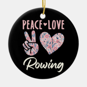 Peace Love Rowing Ceramic Tree Decoration