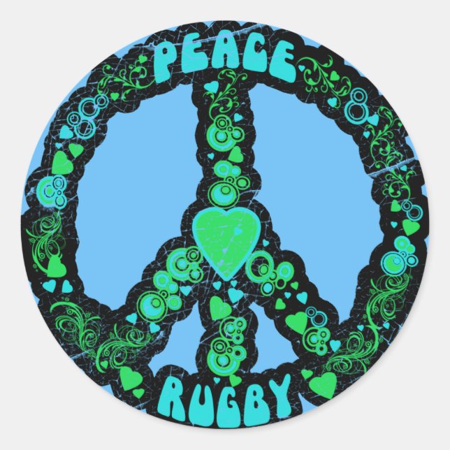 Peace love Rugby Classic Round Sticker (Front)