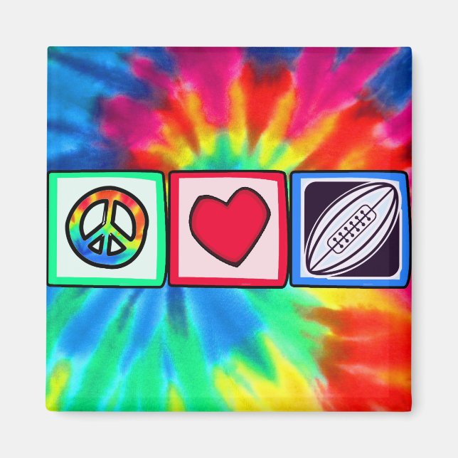 Peace, Love,  Rugby Football Magnet (Front)