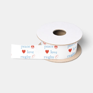 Peace Love Rugby Satin Ribbon