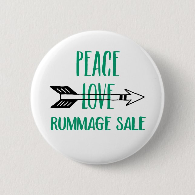 Peace Love Rummage Sale Button (Front)
