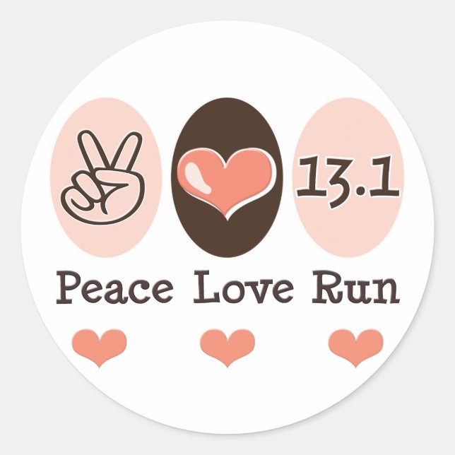 Peace Love Run 13.1 Half Marathon Sticker (Front)