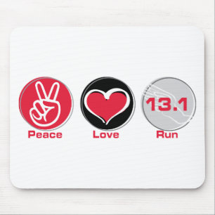 Peace Love Run 13.1 miles Mouse Mat