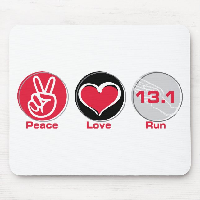 Peace Love Run 13.1 miles Mouse Mat (Front)