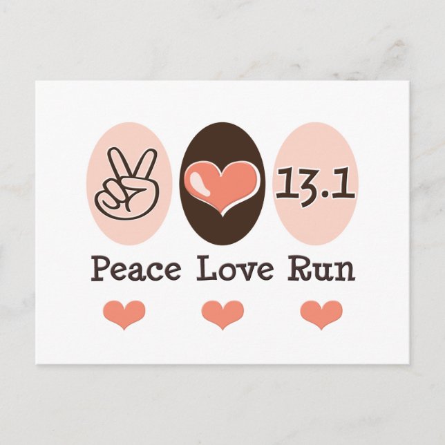 Peace Love Run 13.1 Postcard (Front)