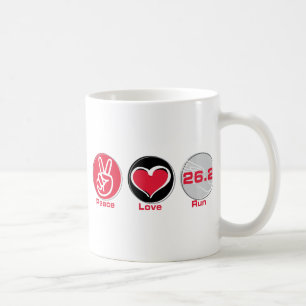 Peace Love Run 26.2 miles - Marathon Coffee Mug