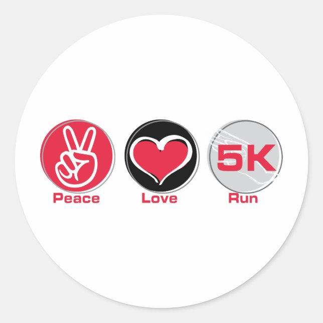 Peace Love Run 5K Classic Round Sticker (Front)