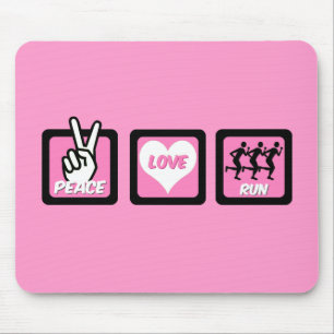 Peace love run mouse mat