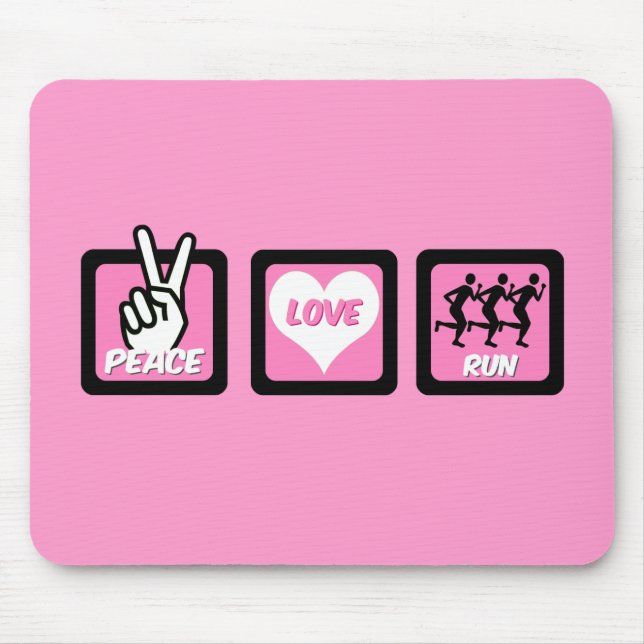 Peace love run mouse mat (Front)